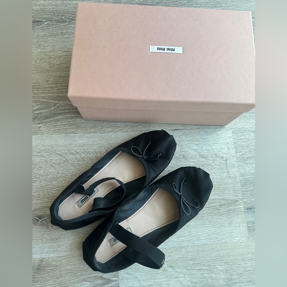 Authentic Miu Miu Satin Ballerinas in black